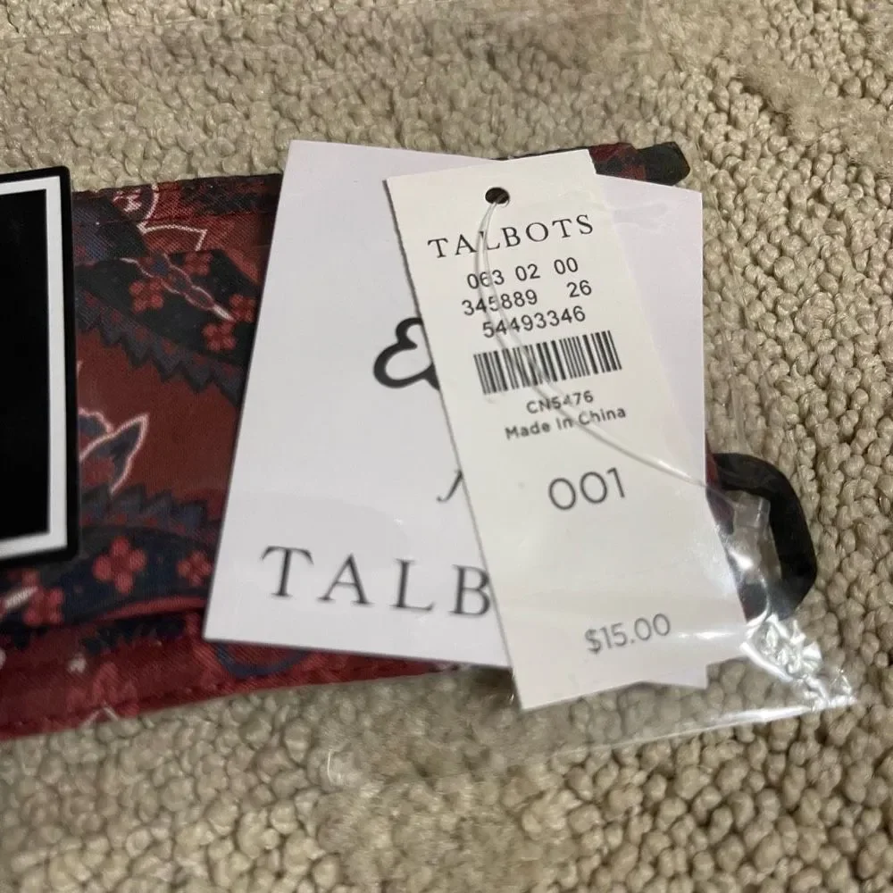 💕Echo New York for Talbots Women’s Red Navy Paisley Mask NWT